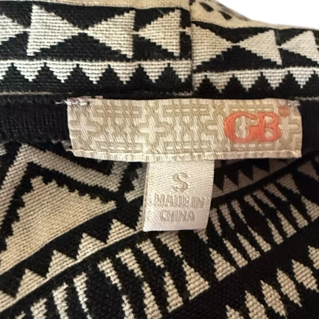 GB Black and White Aztec Print Cardigan Blazer Sz S‎ - Image 4