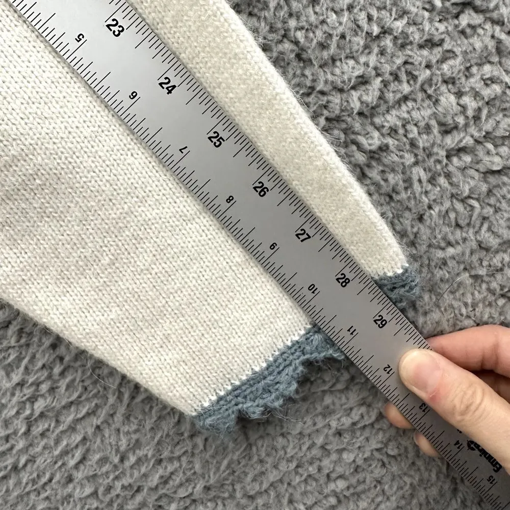 Vintage Koret Knit Cardigan Sweater Snowflakes Holiday Sequin Embroidered W LP White Size undefined - Image 7