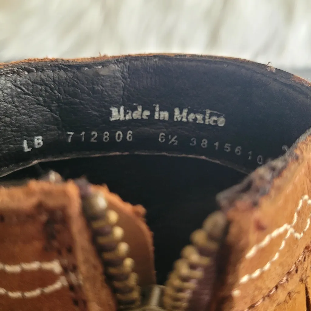 Liberty Black Leather Handmade Open Toe Booties Women's Size 6.5 Tan - Image 5