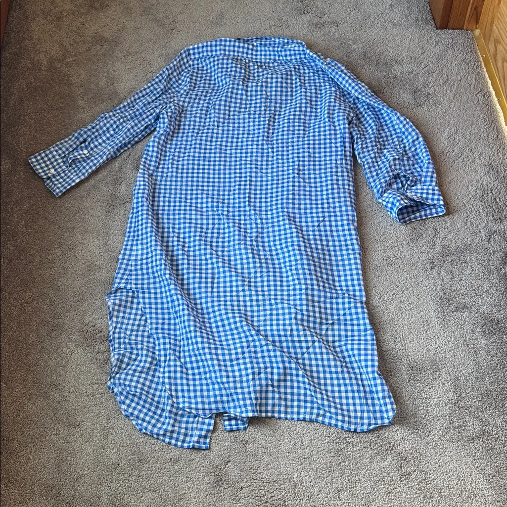 J. Crew Blue/White Gingham Button Down Dress SIZE L - Image 6