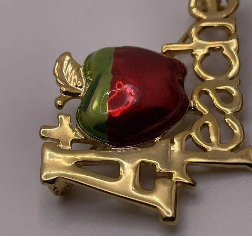 Lot Of 2 Women’s Gold Tone Teaching / Teacher / Teach Pin Brooch - Image 5