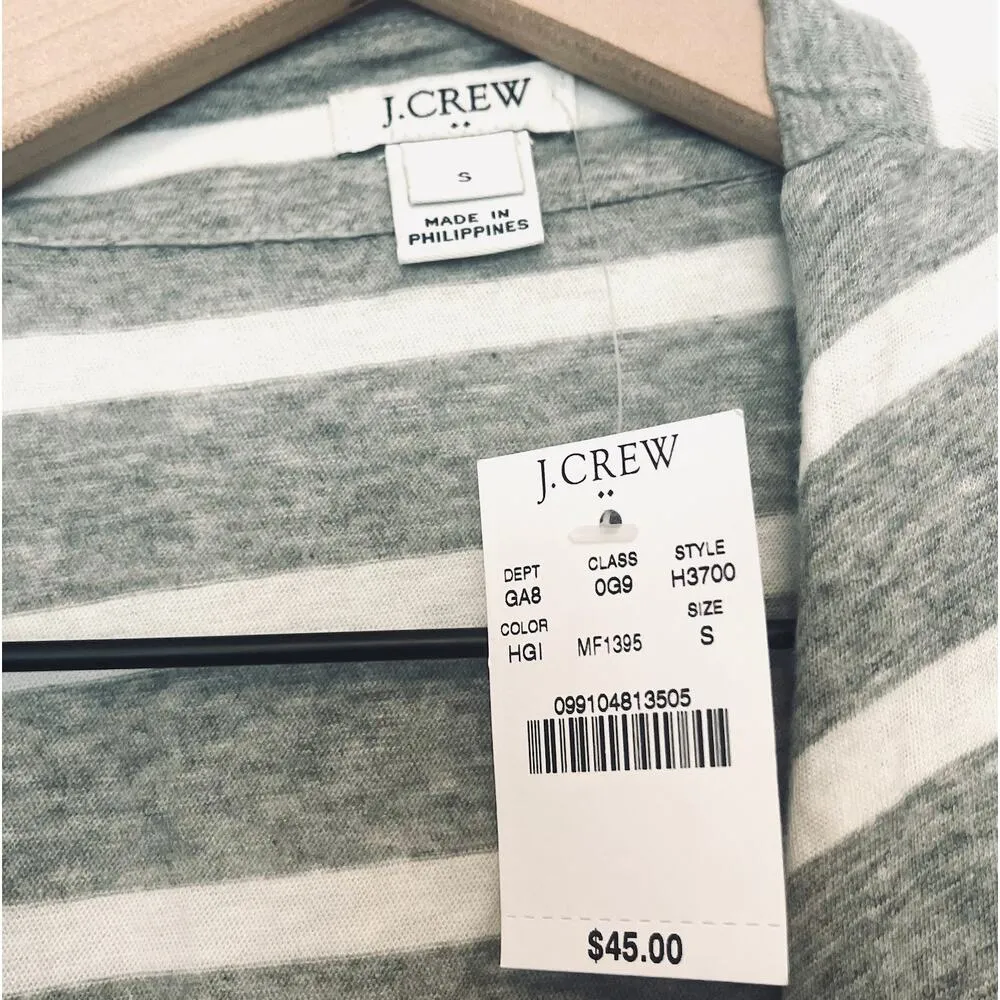 NWT J Crew Factory | 100% Cotton Open Front Grey Striped Cardigan Sweater | S Gray - Image 10