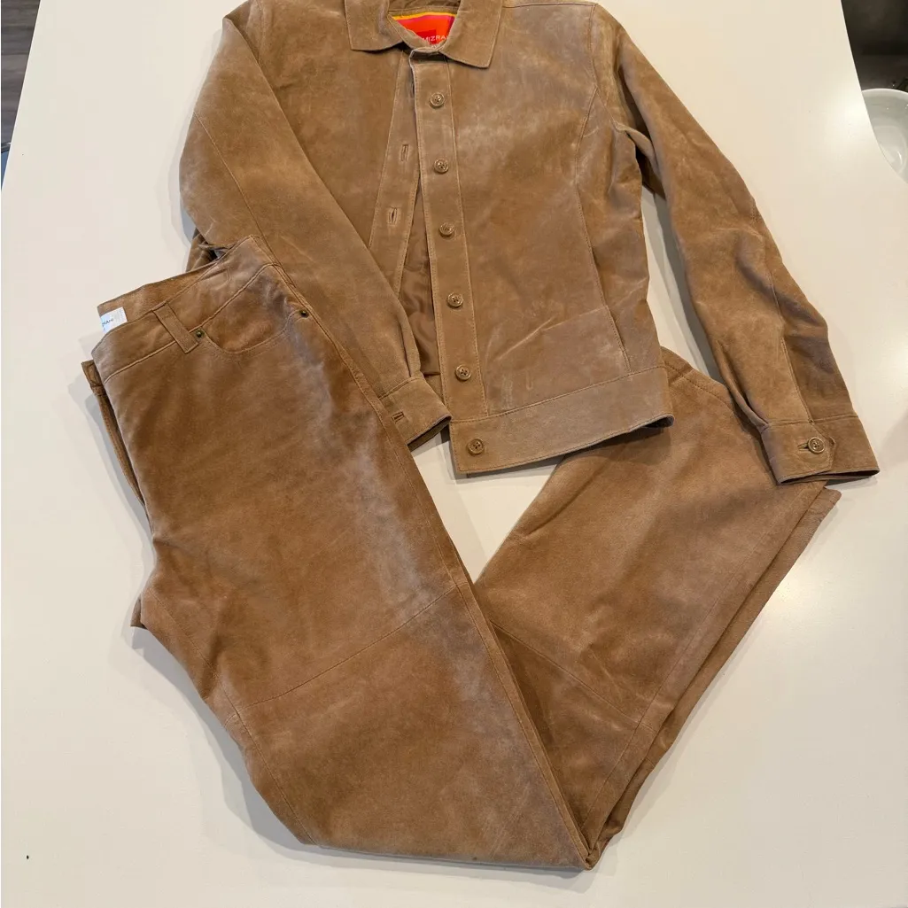 Vintage Isaac Mizrahi Brown Suede Jacket and Pants Set Size Small 4 - Image 2