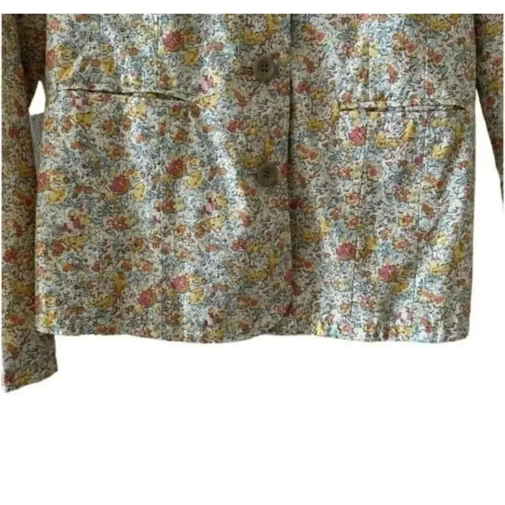 Garnet Hill Button Down Romantic Floral Abstract Artsy Academia Size 2 #2153 - Image 3