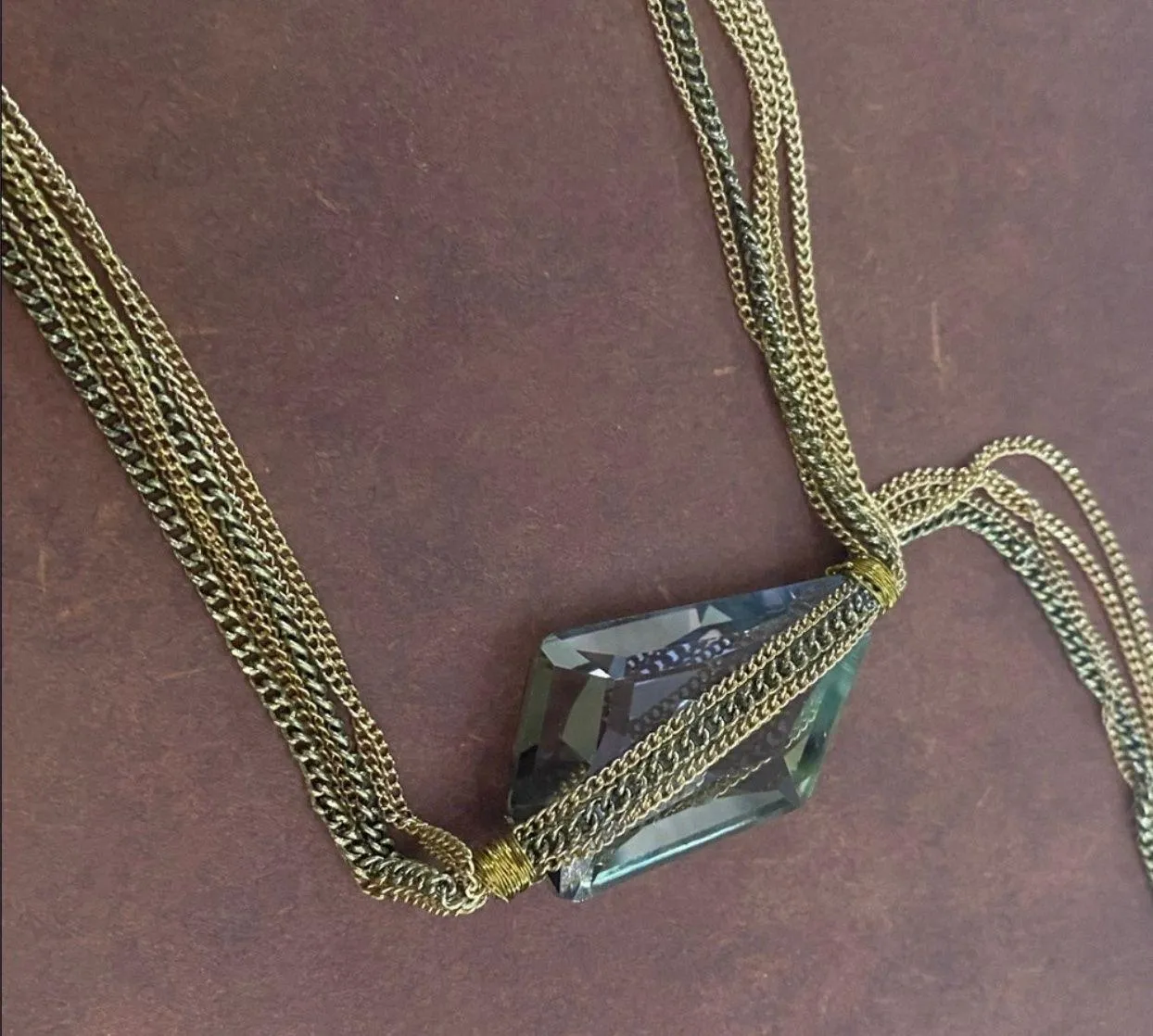 Long Multi Colored Chains Crystal Toggle Necklace Multiple - Image 4