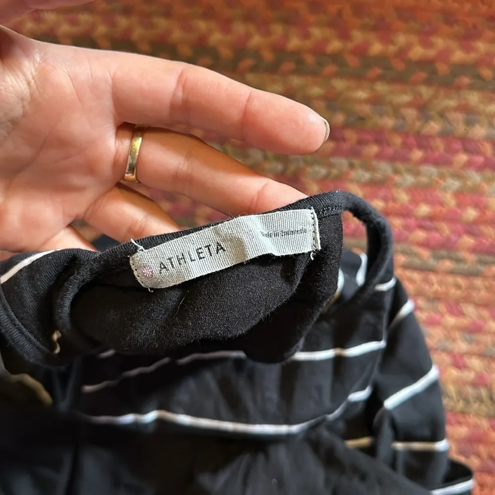 ATHLETA BLACK & WHITE BASIC STRIPE MIDI TANK DRESS - Image 5