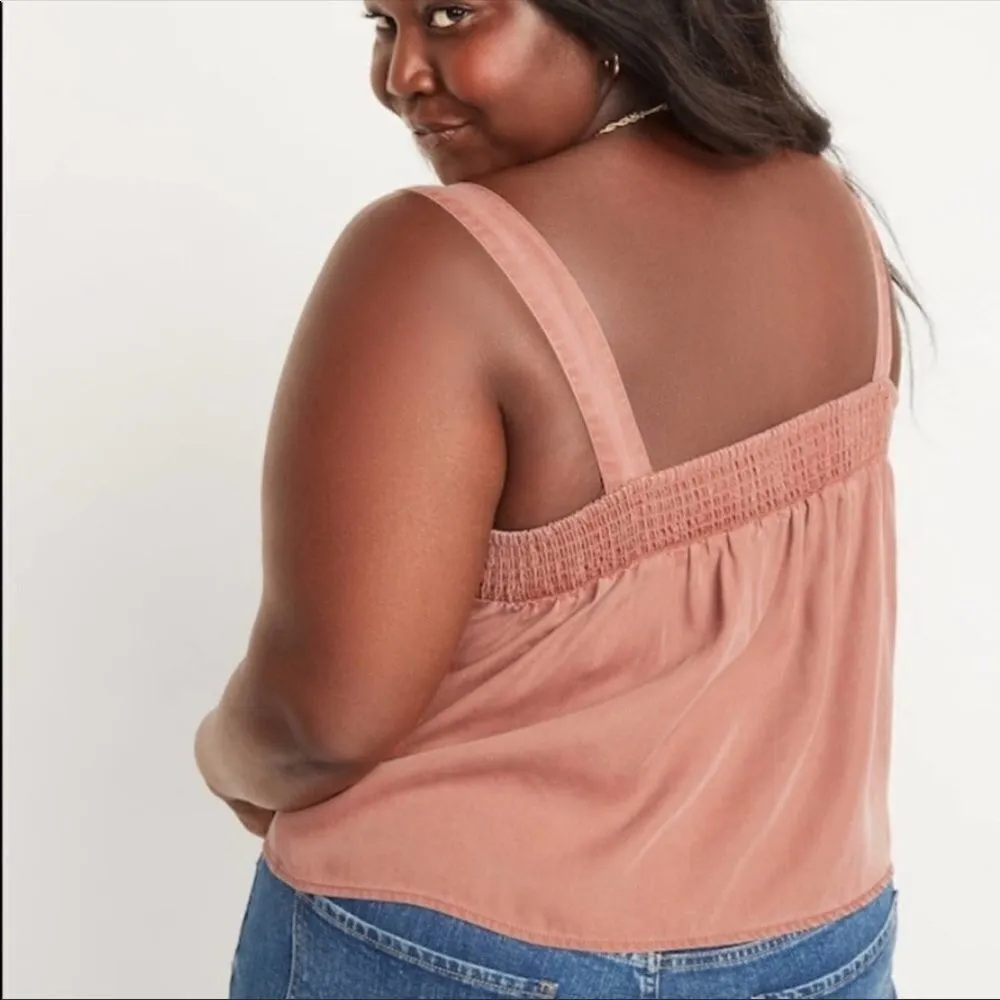 Pink Garment Dyed Button Front No Peek Cami Top Size 4X - Image 2