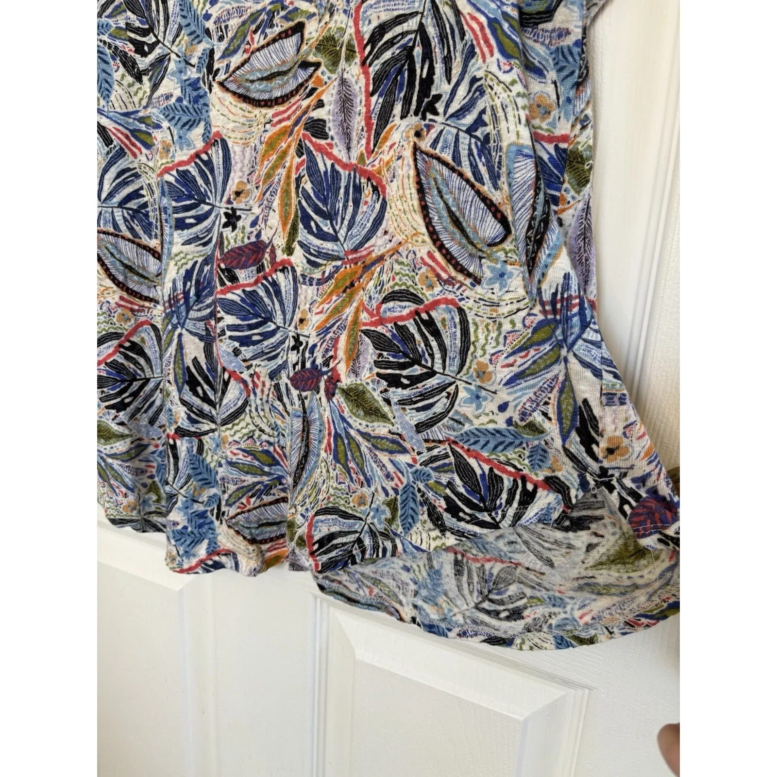 C&C California 100% Linen Tropical Short Sleeve Top Size Large Beach Vacation - Image 5