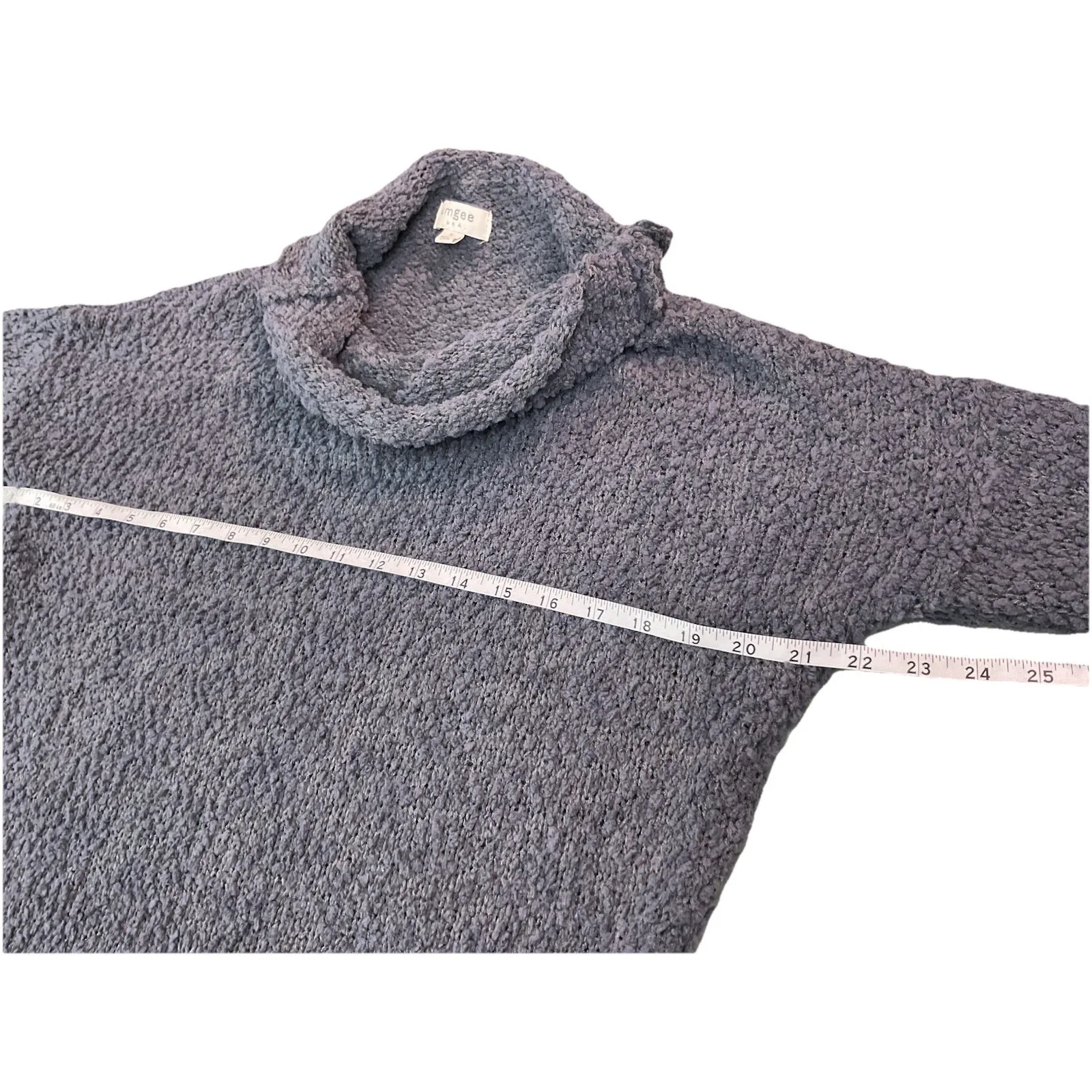 Umgee Cowl Neck Mini Tunic Sweater Dress Size S Blue Gray Long Sleeve Oversized - Image 9