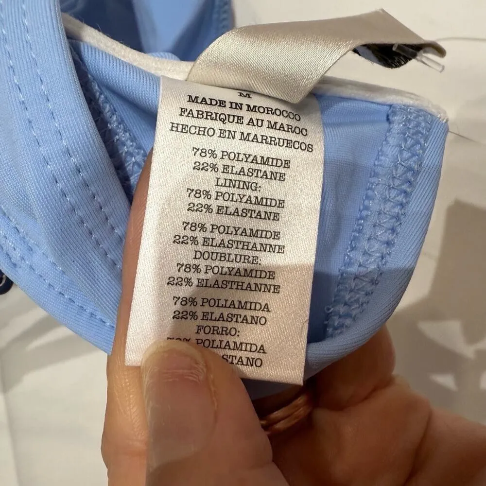 Lemlem Sky Blue Lena Tie Front Bikini Top Sz XL NWT - Image 5