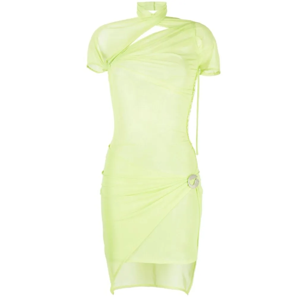 COPERNI Asymmetric Draped Mesh Dress in Anis XSmall New Womens Green Size XS - Image 9