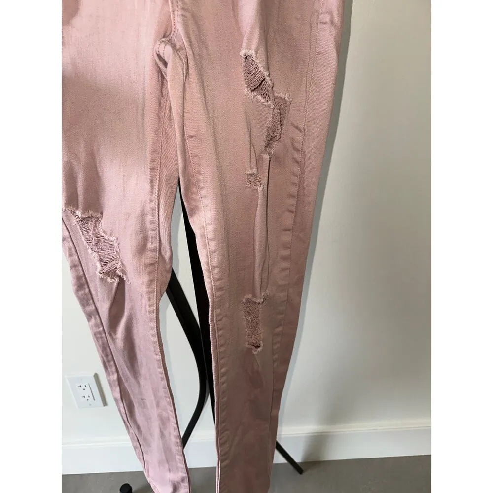 Refuge Dusty Rose Distressed Skinny Jeans Size 2 - Image 4