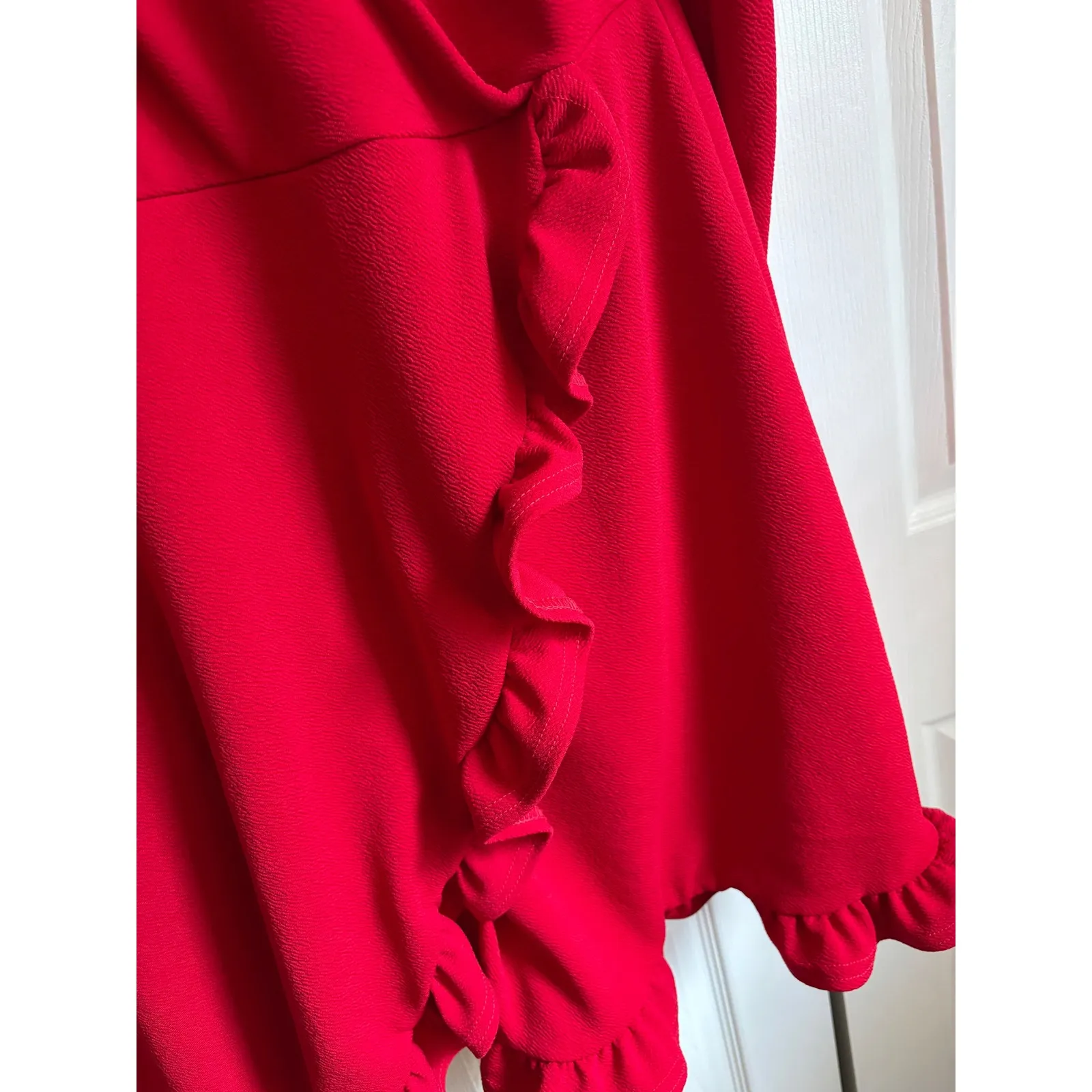 PrettyLittleThing Red Ruffle Trim Dress – NWT – Size 20 – Flirty Wrap Front - Image 5