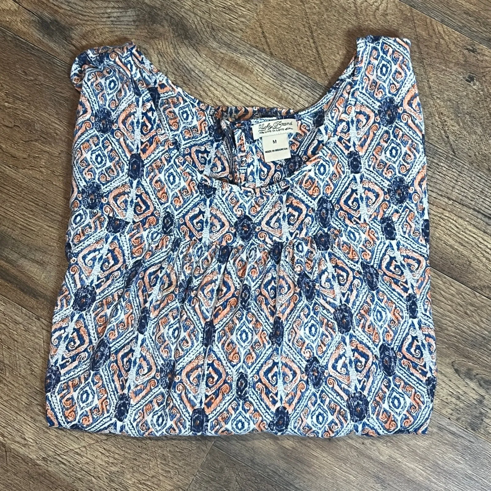 Lucky Brand Geometric Print Blouse Women's Medium - Image 3