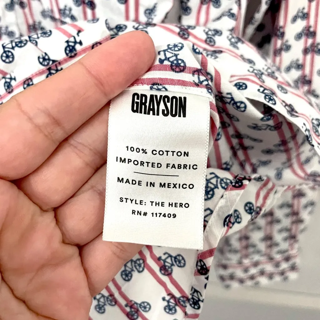 NWT Frank & Eileen Grayson The Hero Button Down Bicycle Print Shirt Size 1 White - Image 5