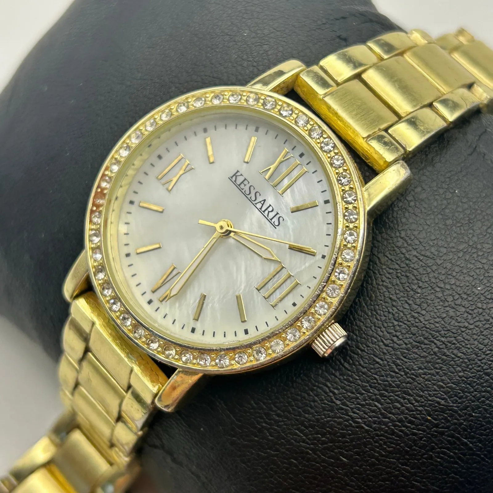Kessaris Gold Tone Mother Pearl St. Steel Women’s Watch Working New Battery - Image 3