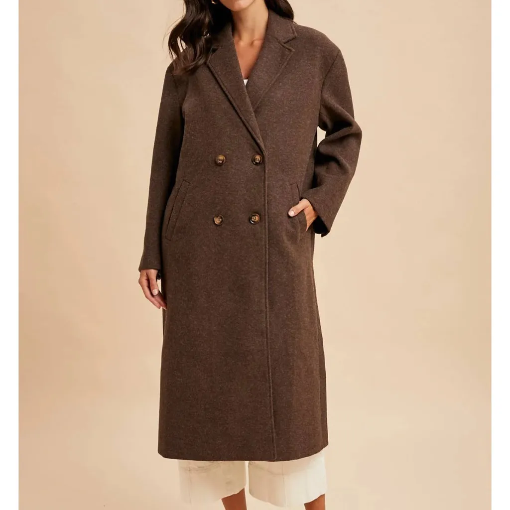 Felted Double Breasted Oversized Duster Lapel Coat - Large - Image 4