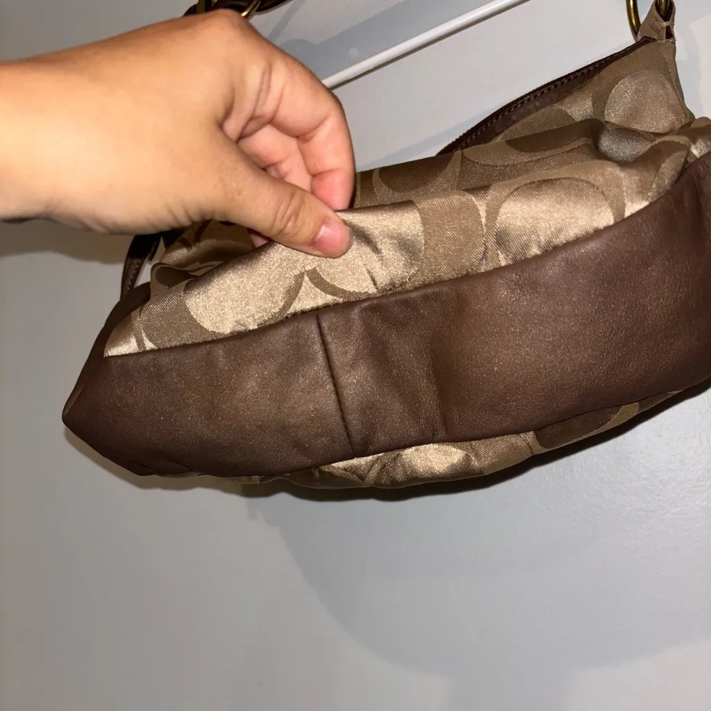 Coach Signature Ali Sateen Hobo Shoulder Bag Gold/Khaki 13642 - Image 6