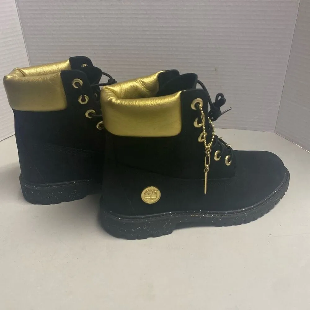 TIMBERLAND Women’s Rebolt Boot Black Gold Size 6‎ Nubuck Suede Leather Lace Up - Image 3