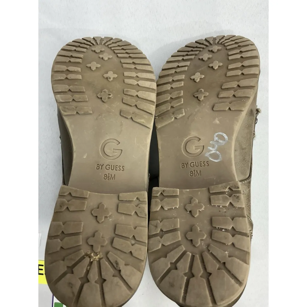 Womans Guess Combat Boots 8.5 M Taupe Lace Up Studs/zipper Accent Lug Heel - Image 7