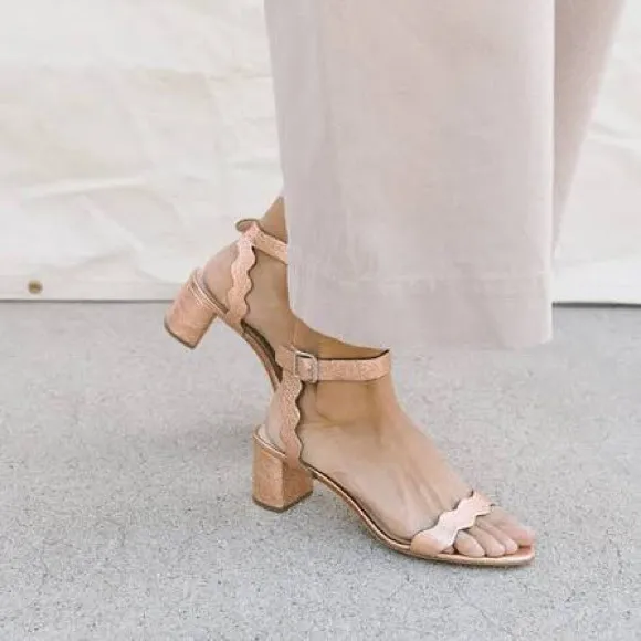 Loeffler Randall Emi Emi Scalloped Leather Block Heel Sandals Nude - Image 11