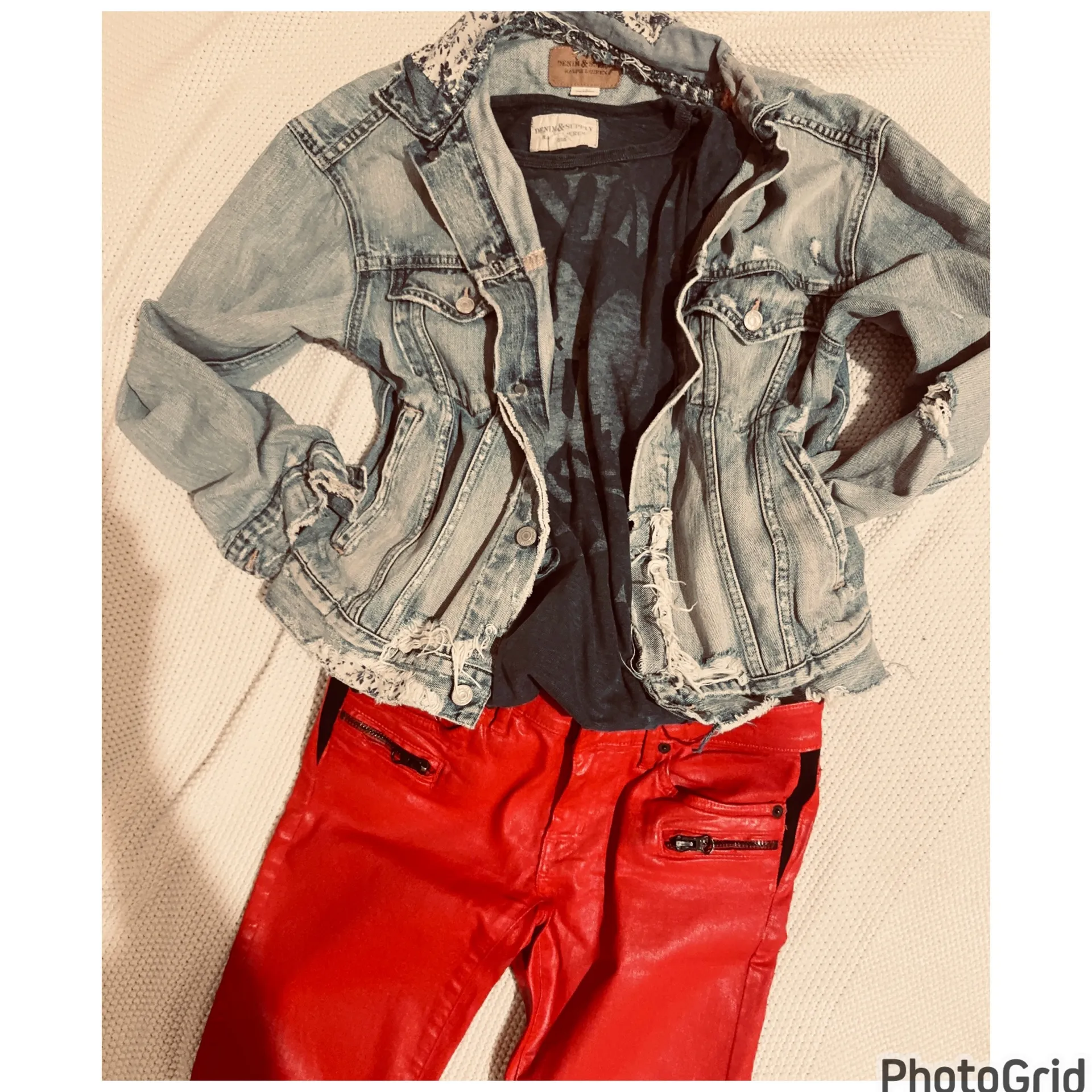 RL Denim and Supply Distressed Flag Jacket. Rare! - Image 12