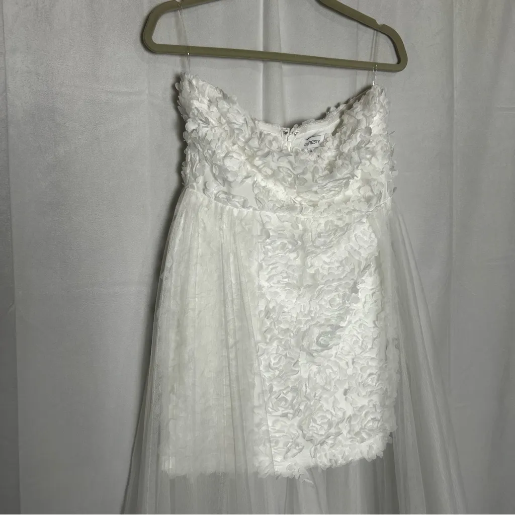 Faeriesty White Strapless Bridal Dress Gown Veil Sheer Skirt Size Large - Image 4