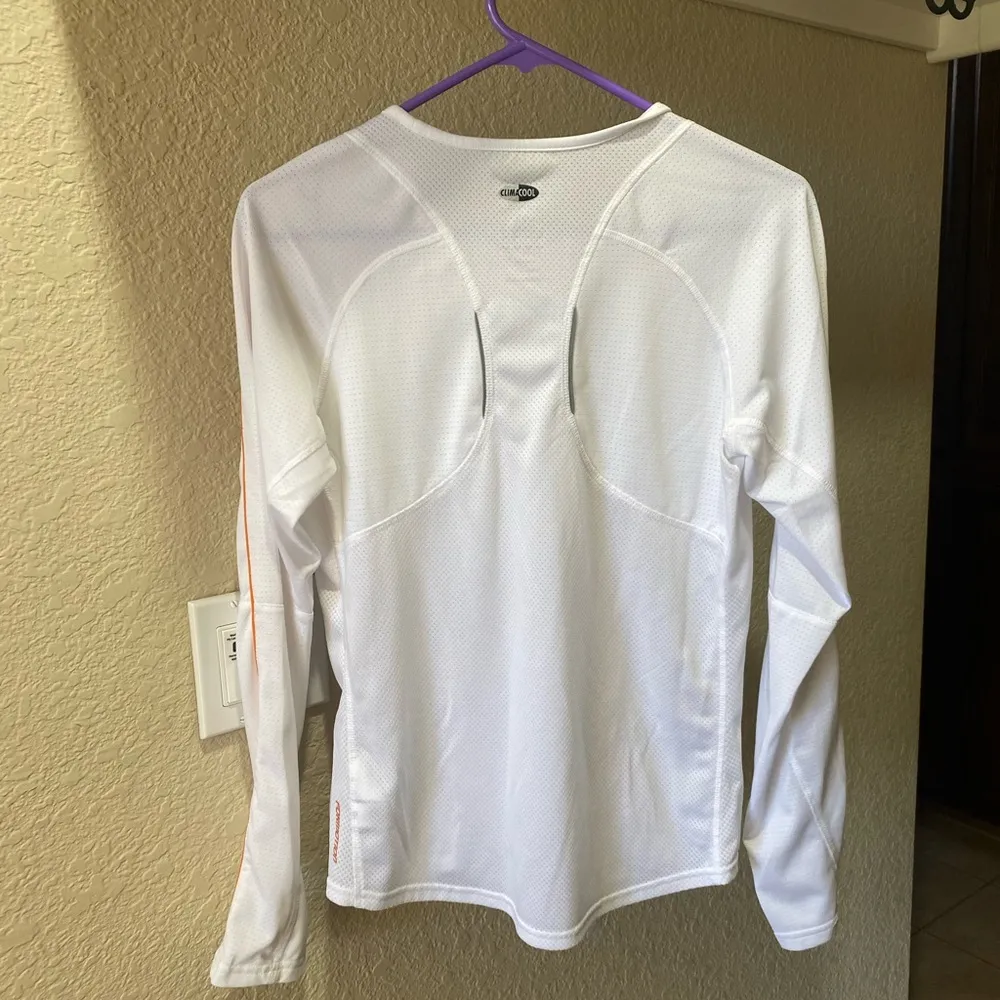 Adidas White Long Sleeve Athletic Top - Image 2