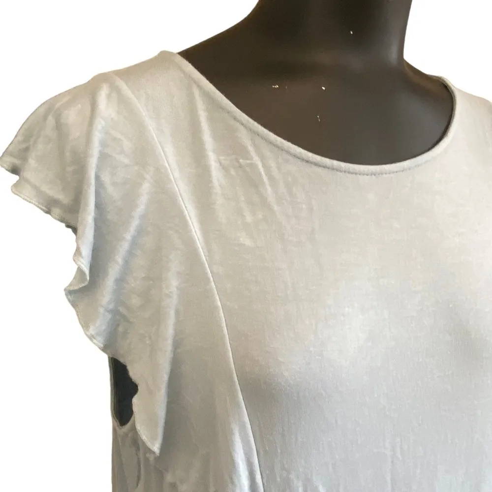 Joseph A. Flutter Sleeves Light Blue Top Blouse - Image 2