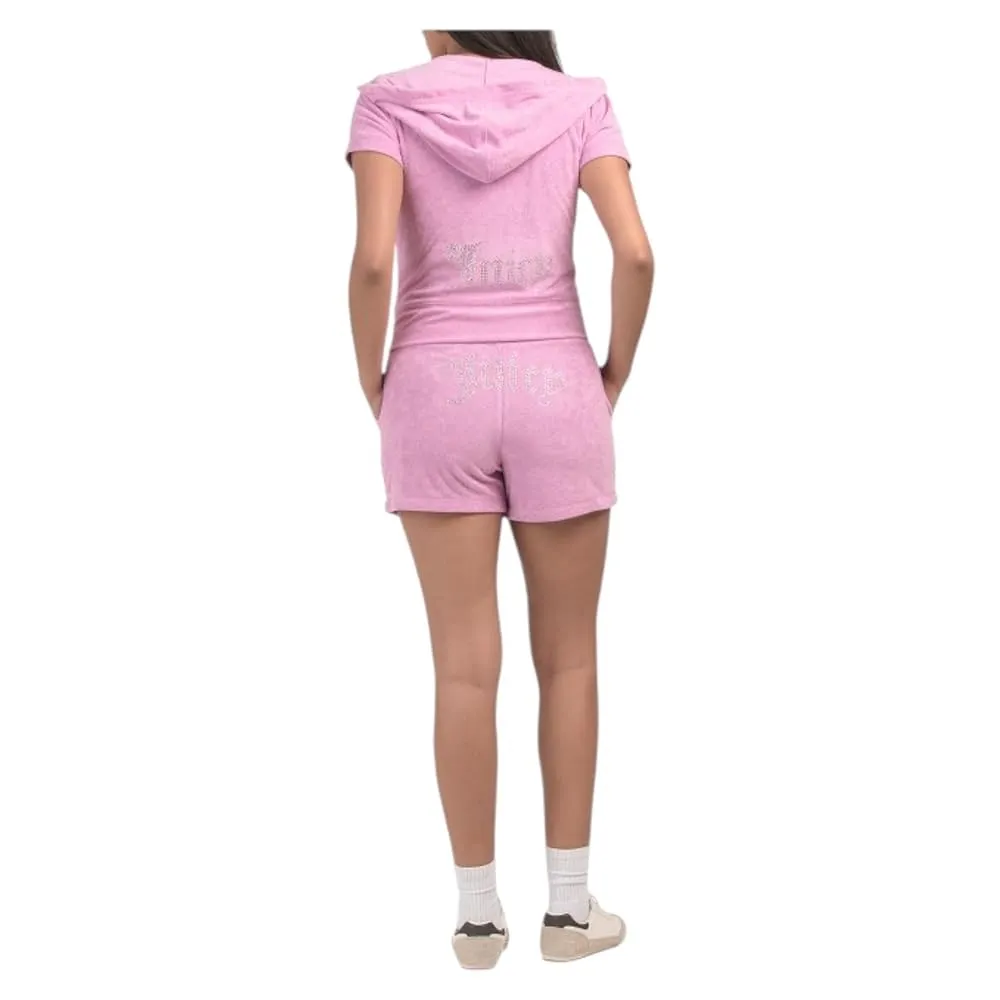 Juicy Couture Bling Terry‎ Shortie Set Hoodie & Shorts - Size L - Flamingo - NWT - Image 14