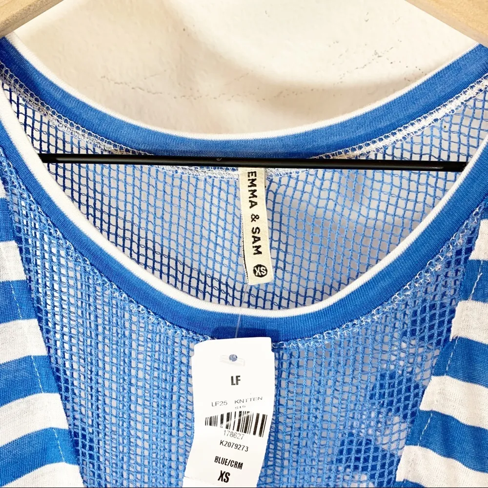 Emma and Sam Stripe Mesh Muscle Tee - Image 2