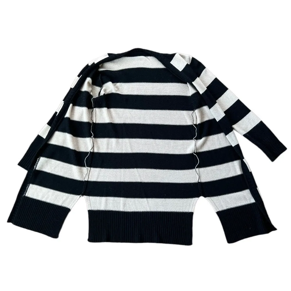 korean Long Sleeve Knitted Striped Cardigan Sweater Womens Size Medium - Image 10