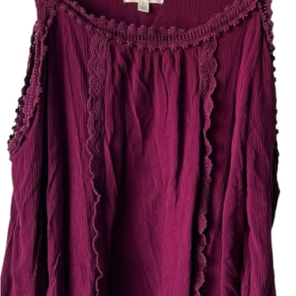 Women's red tank top blouse love on the boho bell indigo flared  vintage S. - Image 4