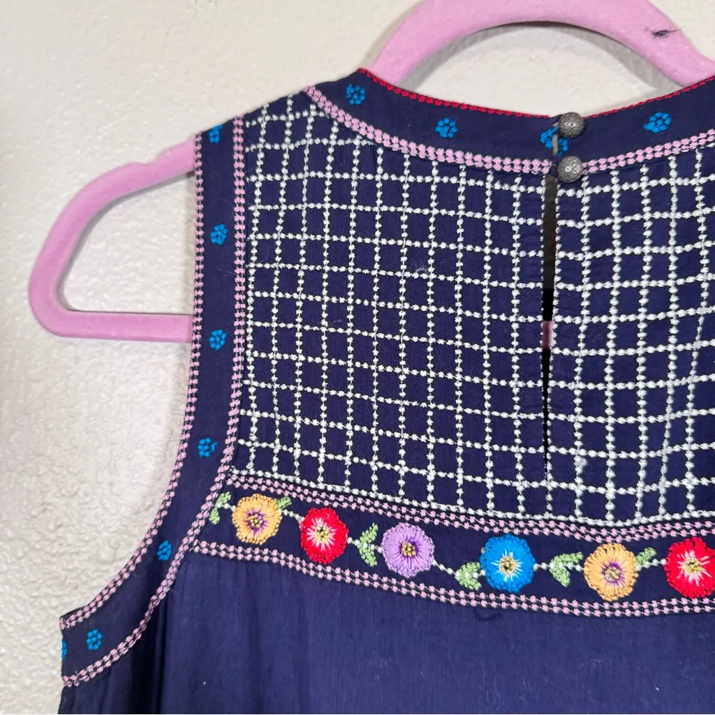 Maeve Anthropologie Blue Floral Embroidered Mini Shift Dress Womens 2 Sleeveless - Image 4