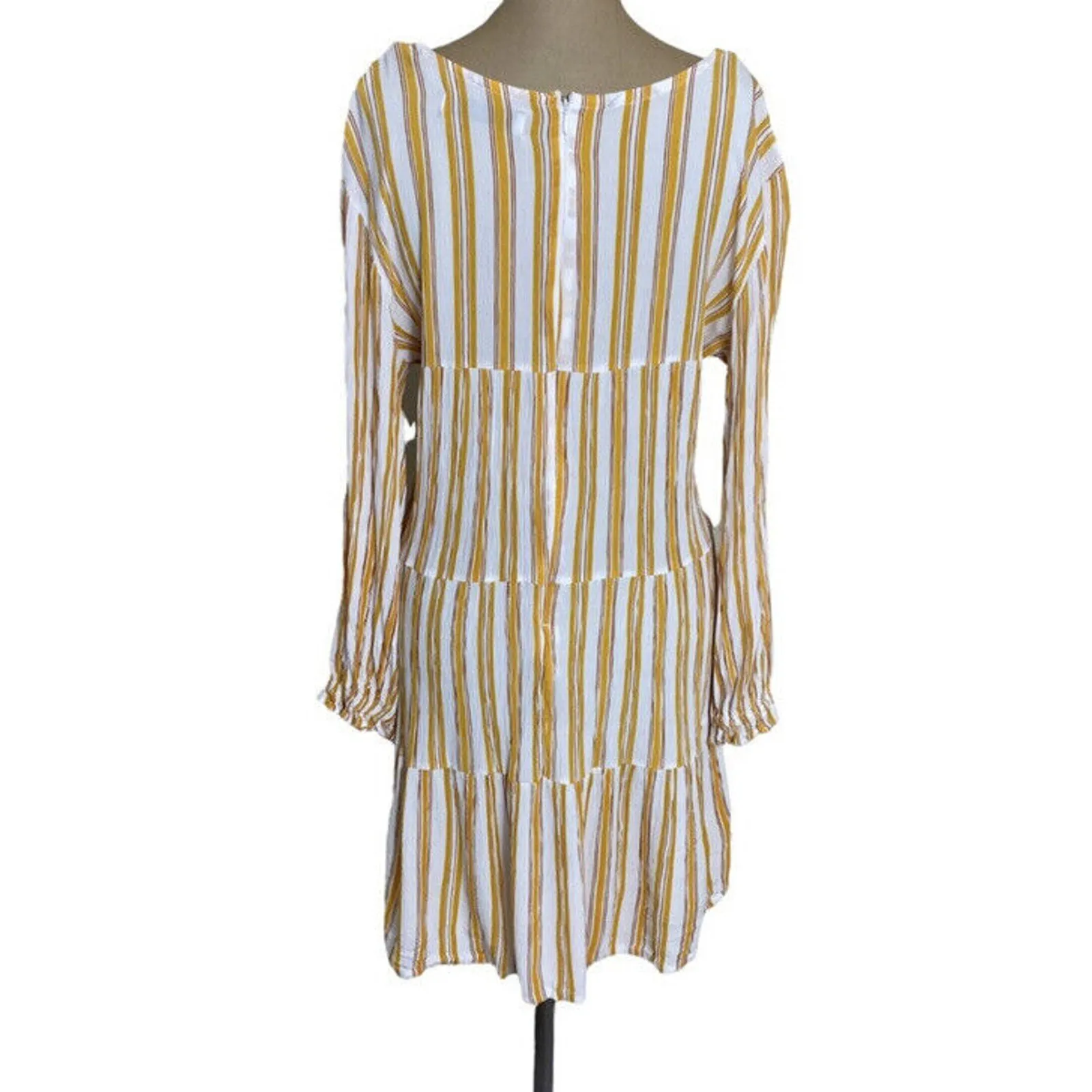 Faithfull the Brand Mini Dress Yellow Striped Long Sleeve - Image 9