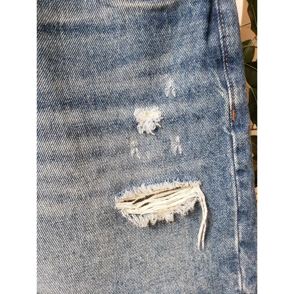 Old Navy Cut Off Shorts Women 4 Blue Denim Distressed High Rise Slouchy Straight - Image 12