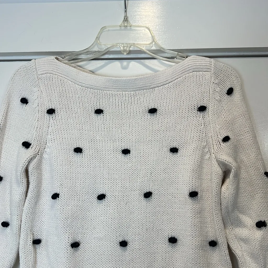 LOFT Cream Sweater with Black polka dots size XS. - Image 5