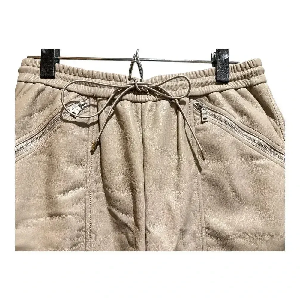 NWT‎ Jonathan Simkhai Violet Vegan Leather Track Pant In Gray | Size M Tan Size M - Image 3