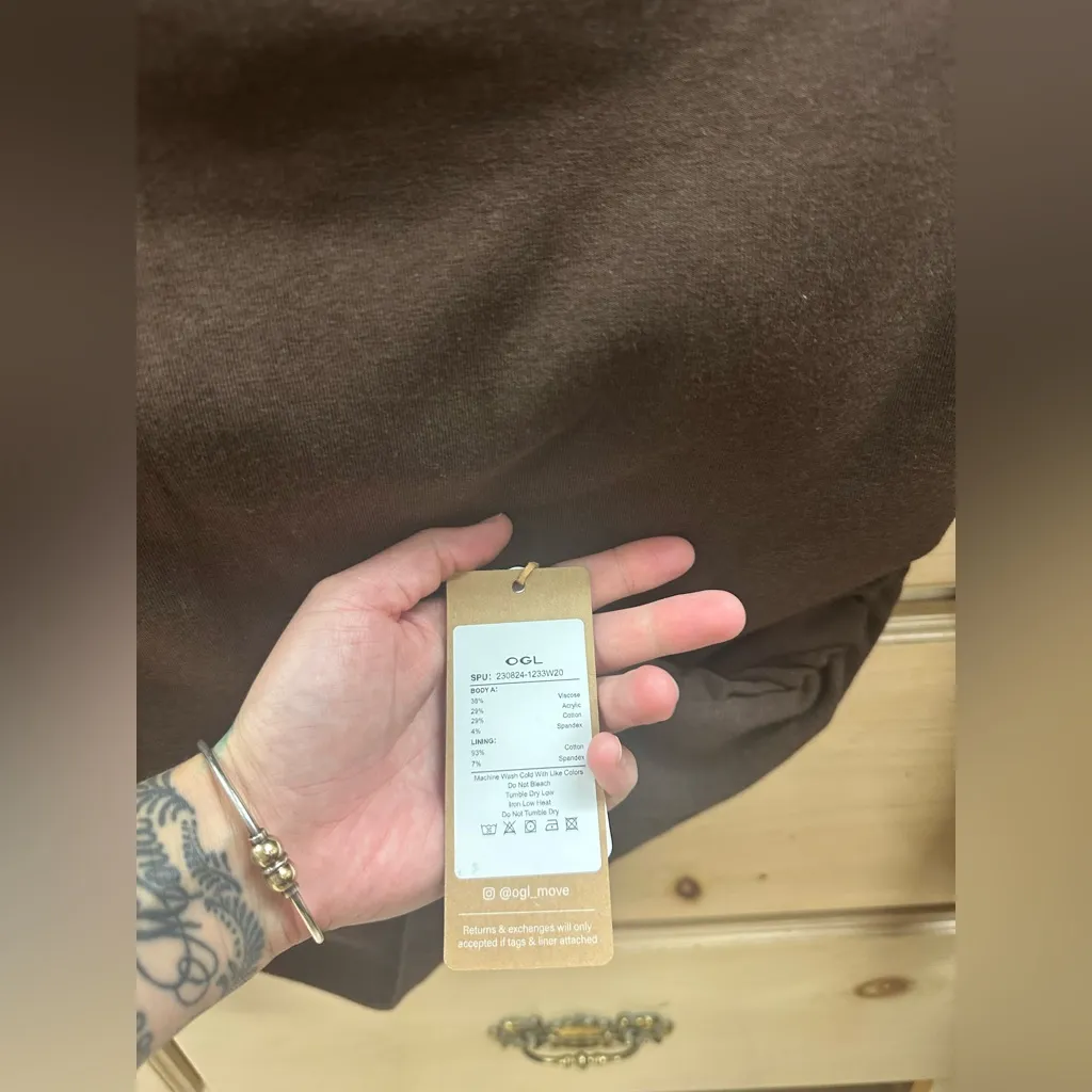 NWT OGL MaxWarmBoatneck Long Sleeve Brami Top In Brown $49MSRP Size L - Image 10