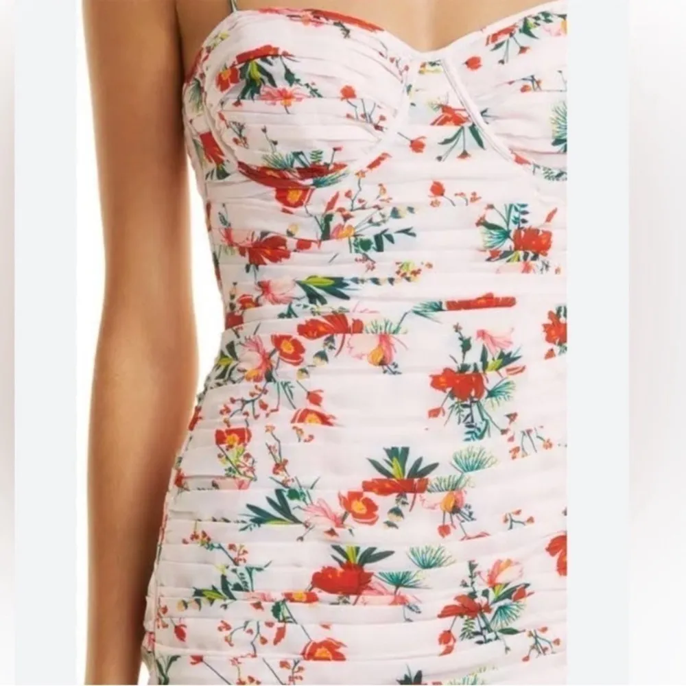 NWT Sau Lee Floral Cherry Mini Ruched Dress Pink Size 6 - Image 4