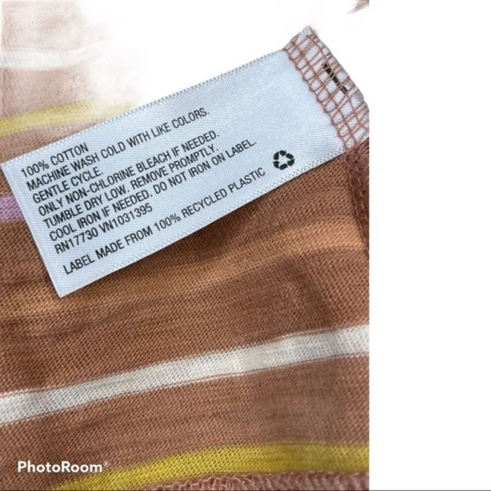 Universal Thread Orange Striped V-Neck Tee Size Small - Image 4