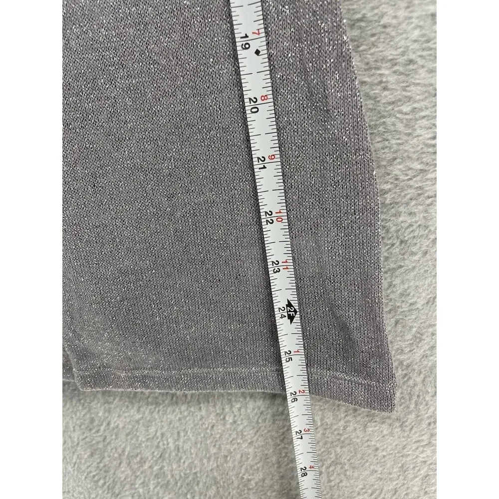 Express Women's Pullover Blouse Gray Thin Shimmery Size Medium Knit Long Sleeve - Image 7