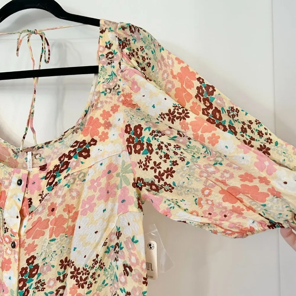 Free People Callie Printed Tunic Top in Vintage Combo Size M NWT - Image 5