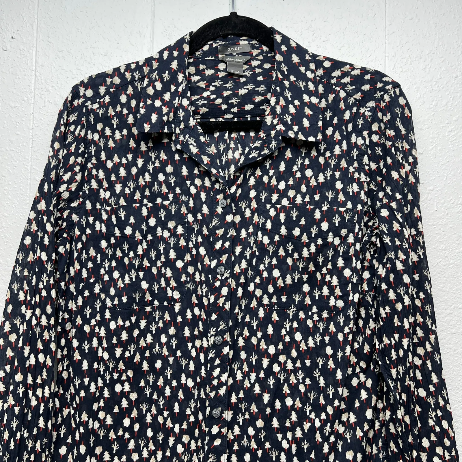 Eddie Bauer Nature Tree Printed Shirt Women Large Cotton Sustainable Lightweight - Image 3