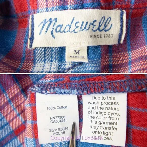 Madewell Indigo-Dyed Popover Shirt in‎ Casey Plaid, size M - Image 15