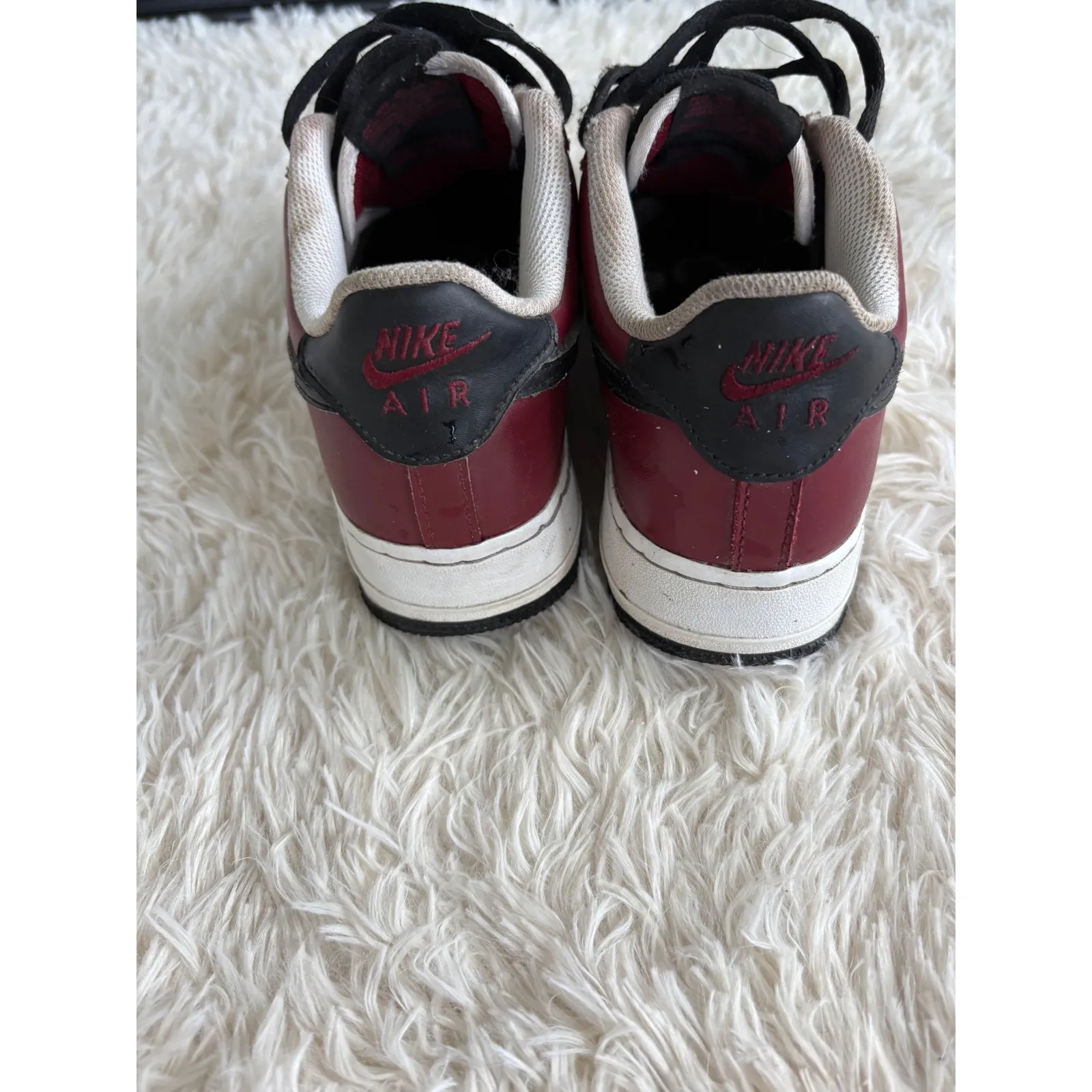 Nike Air Force 1 AF1 Burgundy Red‎ Black White Low Top Sneakers Shoes 6.5 - Image 7
