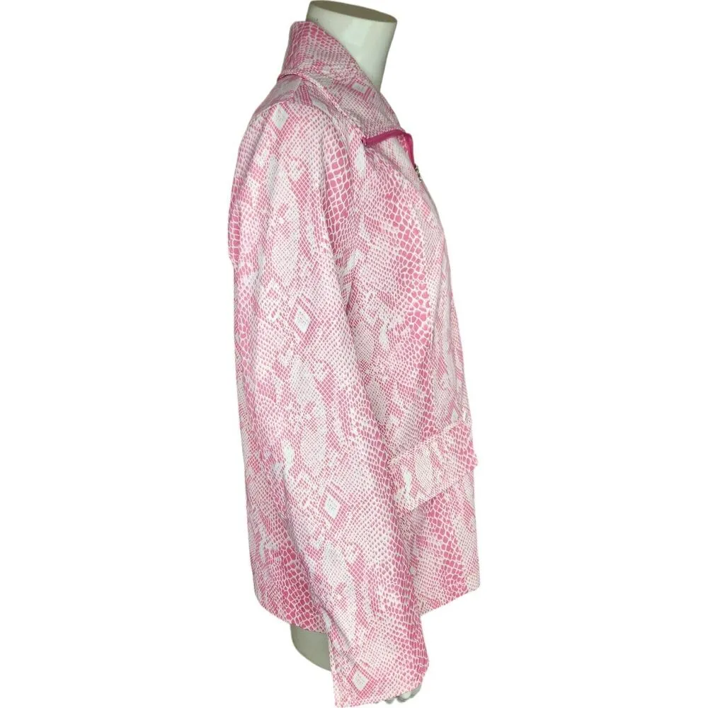 Dennis By Dennis Basso Pink Snakeskin Full Zip Rainjacket Long Sleeve Small NWT - Image 12