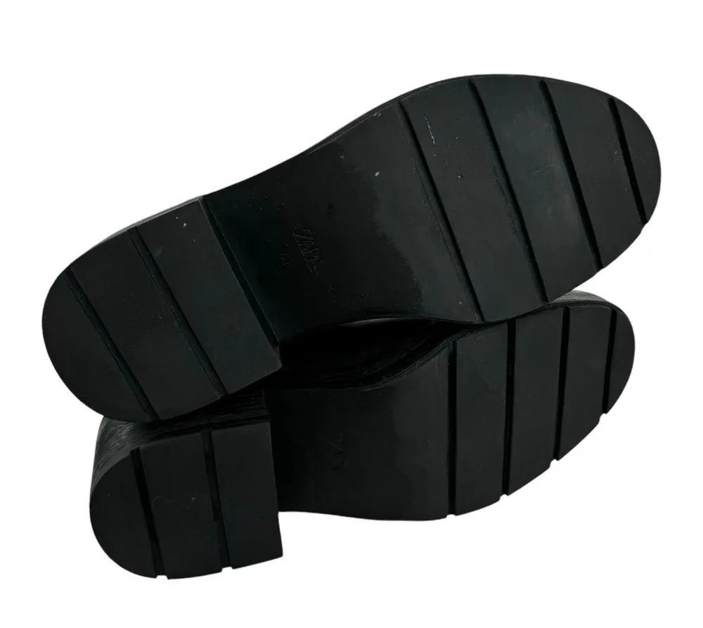 Zara Leather Ankle Platform Combat Boots Chunky Sole 1124/010 Women's Size 41 - Image 9