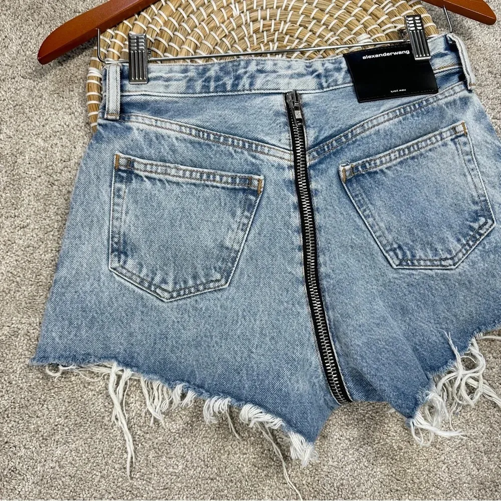 NWT Alexander Wang Bite Zip High Rise Jean Shorts Cut Off in Pebble Bleach 25 - Image 8