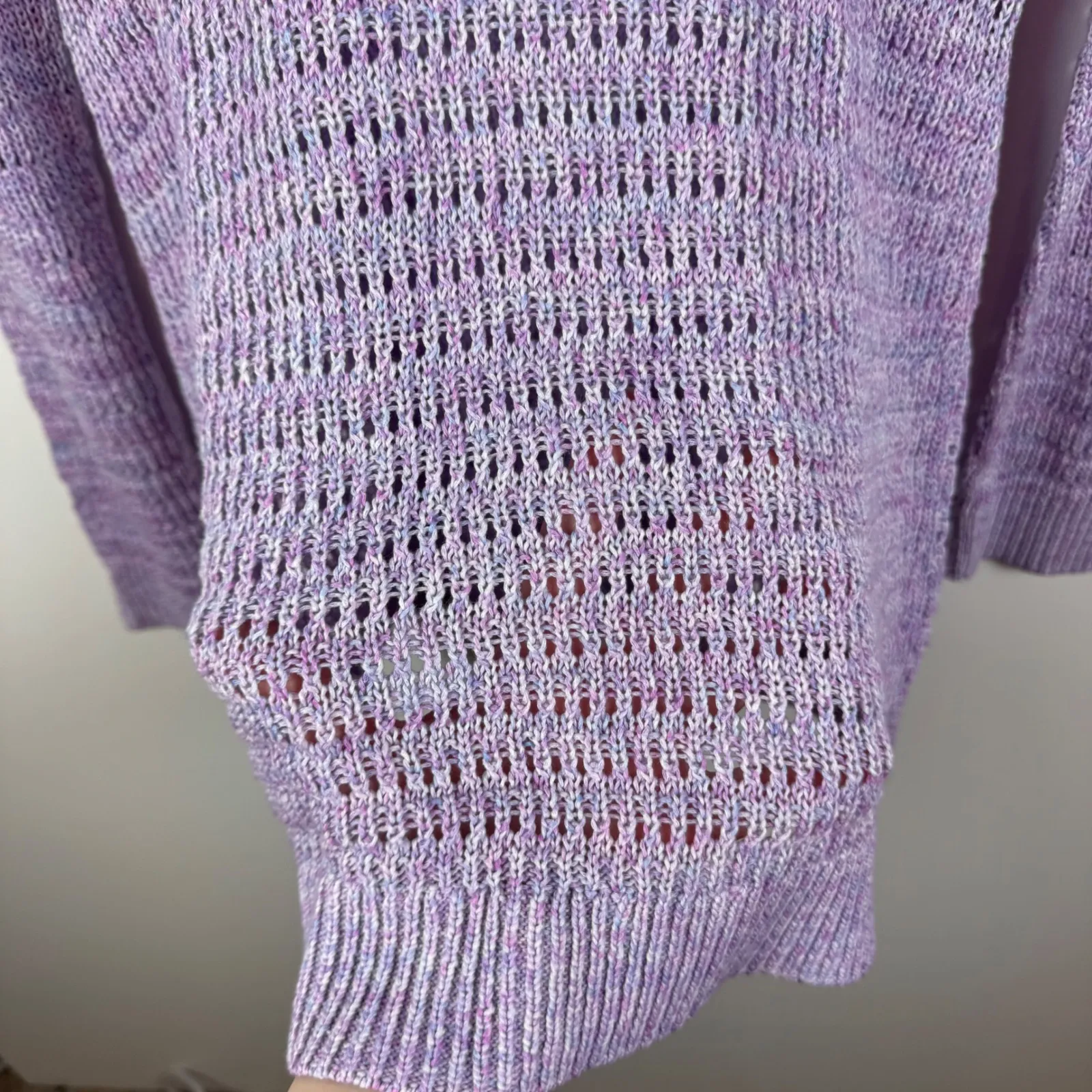 NWT Talbots Space Dyed Sweater Size LP Lavender Purple Open Knit Cute Preppy‎ - Image 3